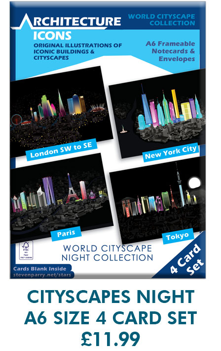 World Cityscapes Night 4 Card Set £11.99